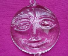 Handblown glass Moon ornament, Craft supplies, Suncatcher supplies. Glass moon, Hanging ornament