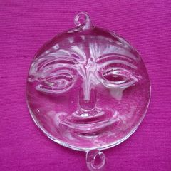 Handblown glass Moon ornament, Craft supplies, Suncatcher supplies. Glass moon, Hanging ornament