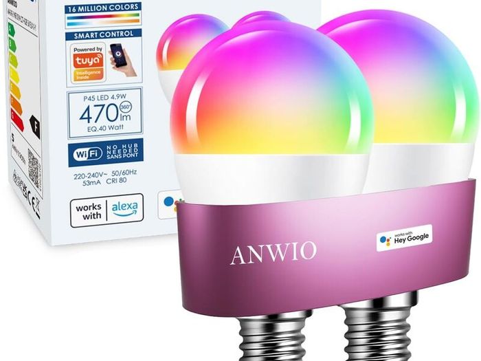 Smart Bulb E14 Alexa Light Bulbs,RGB Colour Changing Bulbs,Smart Life App Control,Bluetooth & WiFi Bulb,470LM, 5W Replace 40 Watt,Works with Alexa & Google Assistant (2 Pack)