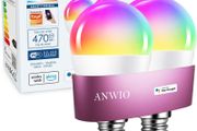 Smart Bulb E14 Alexa Light Bulbs,RGB Colour Changing Bulbs,Smart Life App Control,Bluetooth &amp; WiFi Bulb,470LM, 5W Replace 40 Watt,Works with Alexa &amp; Google Assistant (2 Pack)