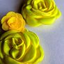 Fluroscent Yellow & Mustard Two-tier Floral Dangle Earrings Image 7