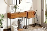 Industrial console table, side table, sideboard, 1 drawer, Brown + Black
