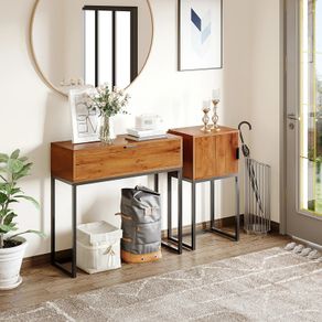 Industrial console table, side table, sideboard, 1 drawer, Brown + Black