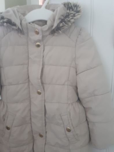M&S cream fleece lined snug coat.