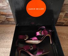 Karen Millen Stunning Purple Satin Strappy Sandals Heels
