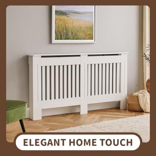 White Radiator Cover Cabinet Stylish Wooden Heater Cover with Shelf
