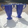 2 X George Clews Art Deco Chamelon ware With Sterling Silver Rims Image 3