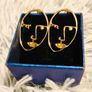 Golden Artistic Face-Shaped Earrings Minimalist Statement Jewelry Image 8
