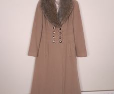 Precis Brown Tan Camel Faux Fur Collar Wool Cashmere Coat 14UK/42EU