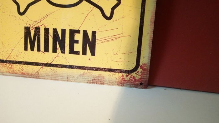 ACHTUNG MINEN Metal Tin Wall Sign Plaque Man Cave War German Mine Danger Warning