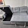 Silver Grey Brand New Corner Sofa Bed with Storage Image 4
