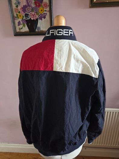 Tommy Hilfiger Mens Red and Navy Jacket - Water and Wind Resistant - Large Size