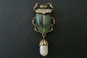 Art Deco Style Beetle Pearl Scarab Brooch Pin