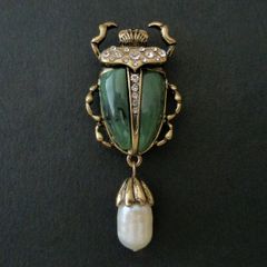 Art Deco Style Beetle Pearl Scarab Brooch Pin