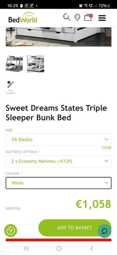 Double / Single bunk bed white