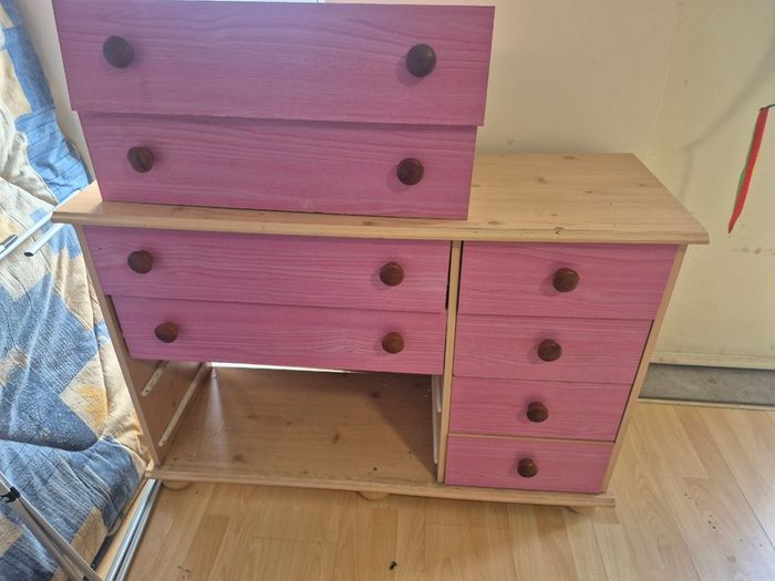 Chest of Drawers Pink & Pine