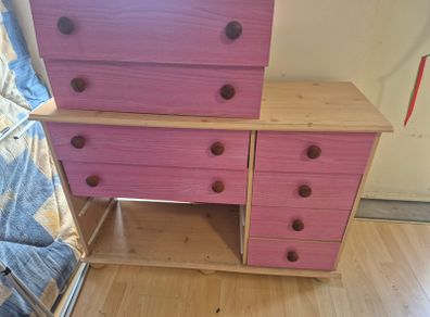 Chest of Drawers Pink & Pine