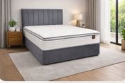 New 5ft Grey Plush VeVet Divan Bed &amp; MemoryFoam Mattress
