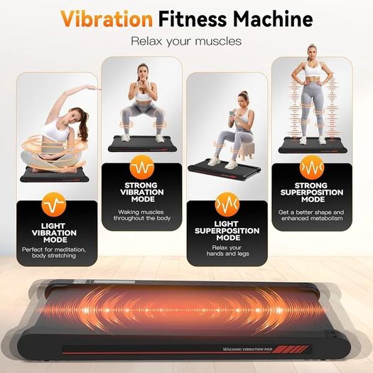 4 in 1 Walking Vibration Pad, Under Desk Treadmill, 4 Vibration Modes, Portable Vibration Walking Pad for Homes and Offices