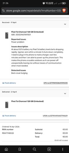 Pixel 7a 128GB new battery Google replaced