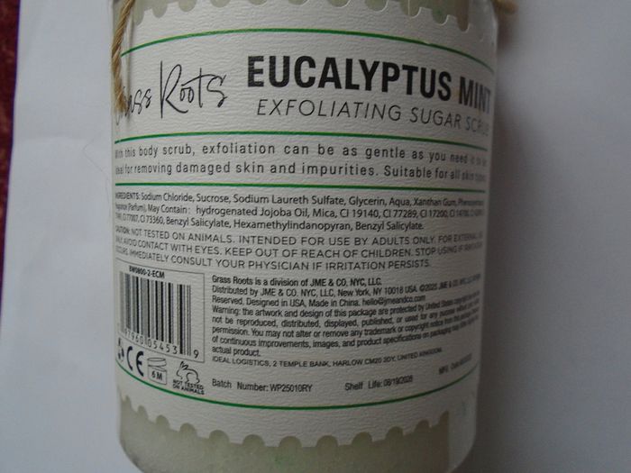 Body scrub, Grass Roots Eucalyptus Mint sugar scrub ,Beauty