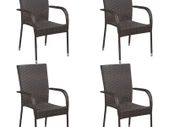 Stackable Outdoor Chairs 4 pcs Poly Rattan Brown
