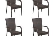 Stackable Outdoor Chairs 4 pcs Poly Rattan Brown