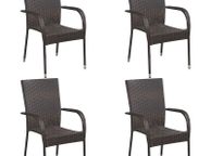 main image for ad Stackable Outdoor Chairs 4 pcs Poly Rattan Brown