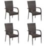 5 Piece Garden Dining Set Poly Rattan Brown Image 5
