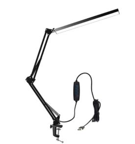 LED Folding Metal Desk Lamp Clip on Light Clamp 3 Colors Adjustable