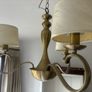 Two antique brass chandeliers - cream shades. Image 3