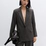 Dark Grey Pinstripe Blazer. New Image 5