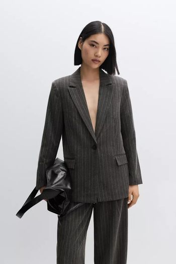 Dark Grey Pinstripe Blazer. New