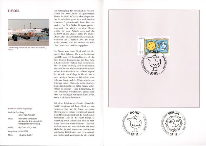 2008 Bundes Republic Deutschland (Germany) Federal Annual Stamp EFT Collection 2008. Includes 49 images of contents