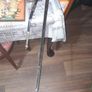 A Ceremonial Sword with Crown Gilt Metal Hilt with Coloured Stones, Etched Steel Blade and Black Scabbard with Gilt Mounts and Suspension Chain.  Postage Available on all my Items or Collection Stage or Movie Props Image 6