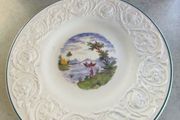 Vintage Wedgwood of Etruria England hanging plate of fishing by the river.