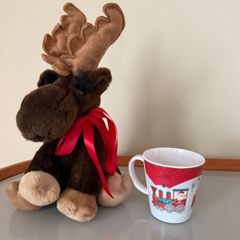 Festive Moose soft toy and Santa Express Childrens Christmas cup
