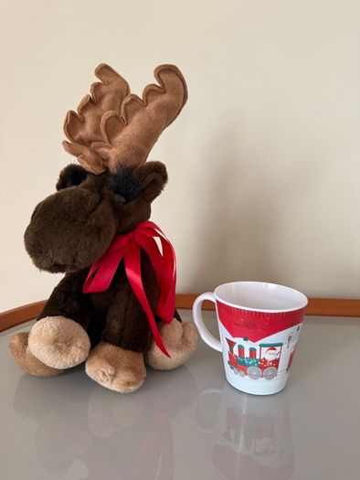 Festive Moose soft toy and Santa Express Childrens Christmas cup
