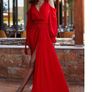 New red satin special occasion dress size Medium Image 4