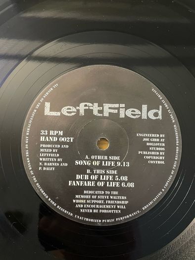 Leftfield - Song Of Life - 12" Single Special Cut - 1992 - HAND002