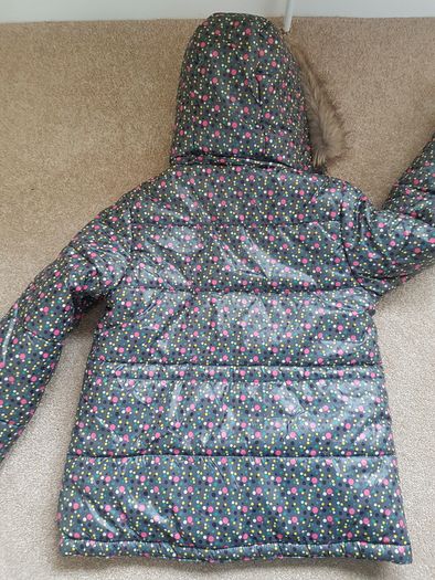 Girls Spotty Fur lined Coat - as New