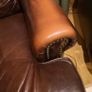 Three seater and arm chair solid wood leather Image 6