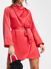 River Island Red satin mini dress (petite)