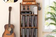 Record Player Stand, 4-Tier Vinyl Record Storage Cabinet Holds up to 300+ Albums