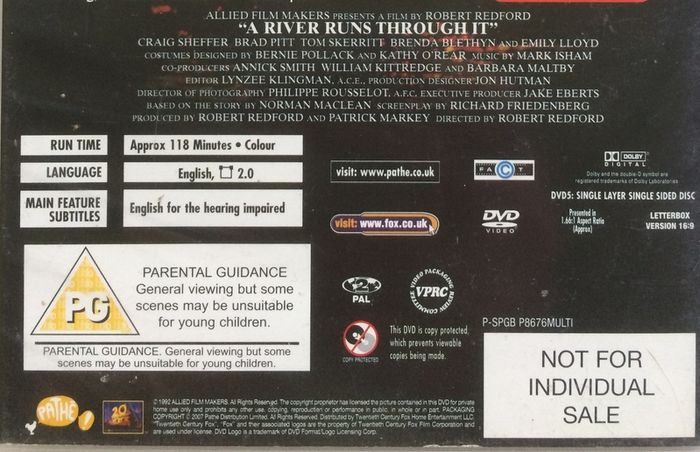 A River Runs Through It [1992] Brad Pitt [Movie DVD]