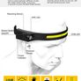 LED Sensor Headlamp USB Rechargeable Headlight Powerful Headlamp Waterproof Head Flashlight 6 Lighting Modes COB Work Light Fishing Hiking Cycling  Night Running Camping Image 3