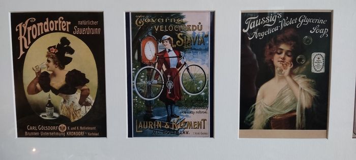 Framed Vintage Czech & German Advertising Postcards