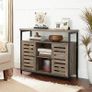 Sideboard, side cabinet, kitchen cabinet with open shelves, hall cabinet, chest of drawers with lamellar doors, living room, dining room, office, hallway, industrial design, pale Image 3