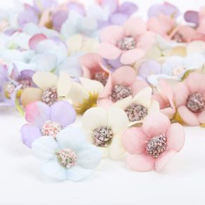 80Pcs Artificial Daisy Flower Heads Multicolor Small Silk Daisy Flowers Handmade DIY Flower Decorations for Home Wedding Wreath Scrapbooking Craft Accessories, 2cm