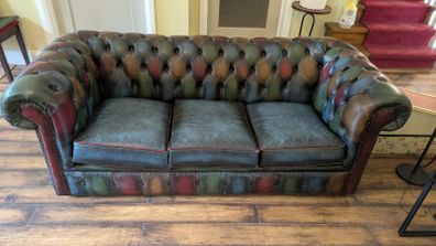 3 seater leather chesterfield sofa